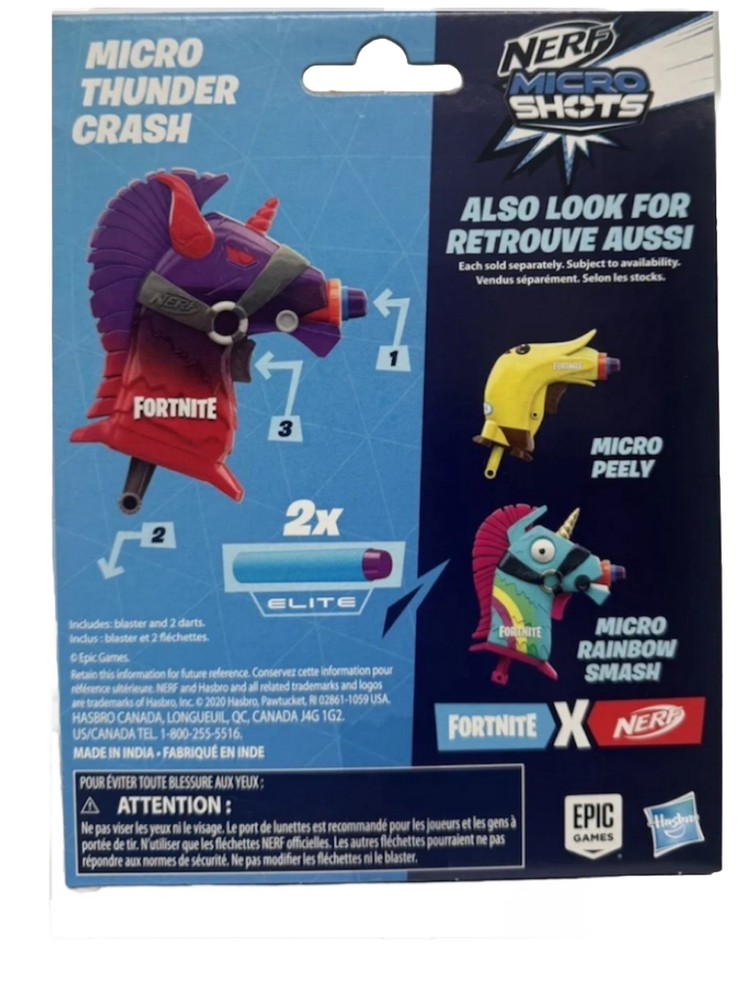 New Nerf MicroShots Fortnite Micro Thunder Crash Blaster, Includes 2 Nerf Darts