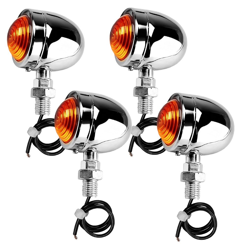 4X Motorcycle Turn Signals Blinker Light Indicator Amber Front Rear Universal