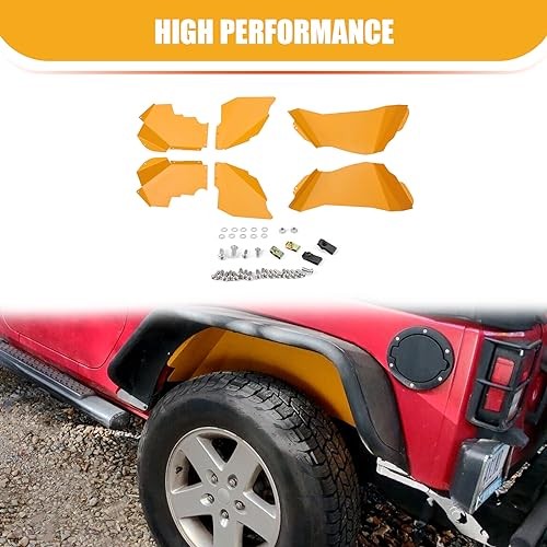 Front & Rear Inner Fender Liners Compatible with 2007-2018 Front&Rear - Yellow