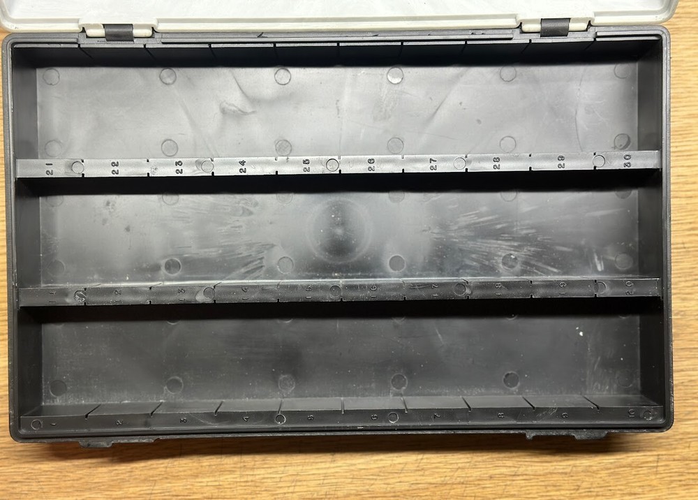 Brumberger 35mm Slide Organizer Plastic Storage Box with solid gray lid