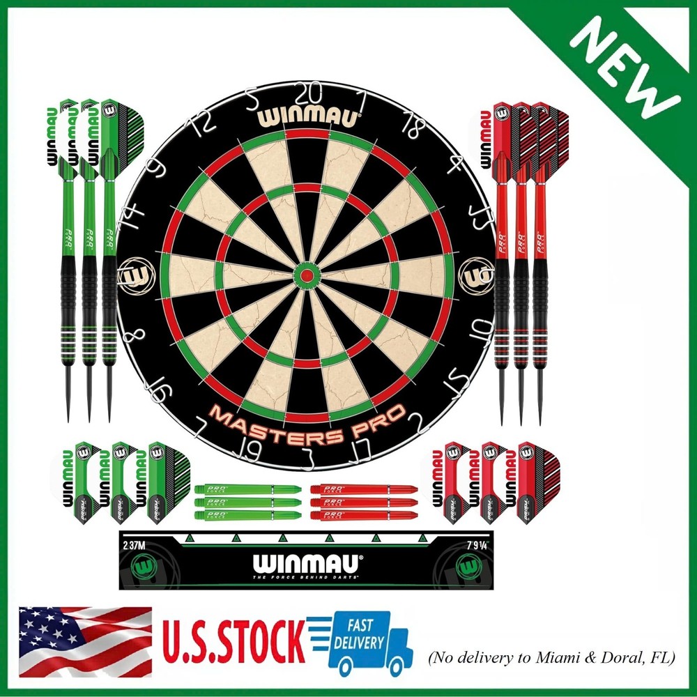 Darts - Masters Pro Premium Bristle Dartboard Set - Includes Dart Board, Darts,