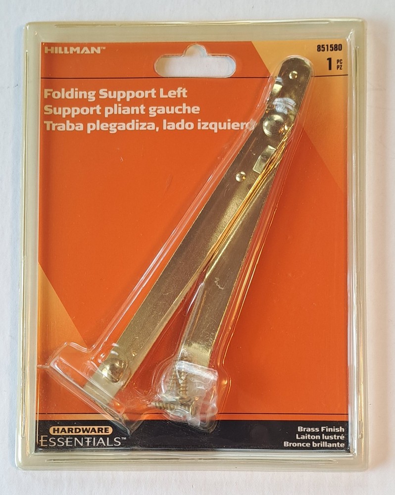 Hillman Hardware Essentials 851580 Folding Support Left Side Brass Finish