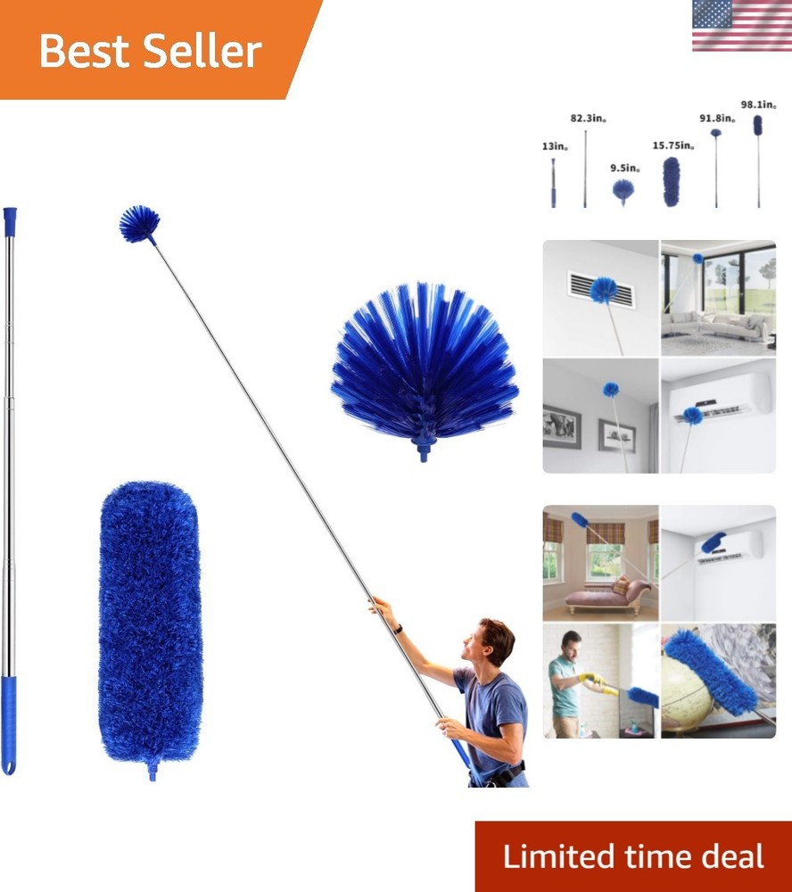 Cobweb Duster with Extension Pole, Washable Cleaning Duster Kit with 2 Duster...