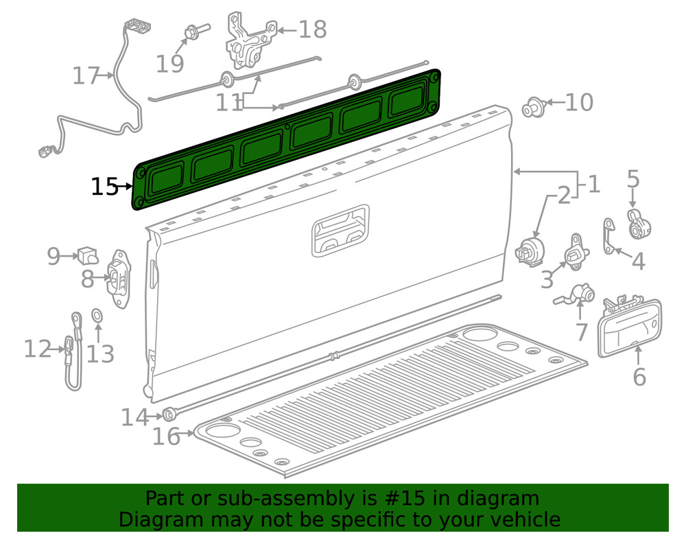 Genuine GM Pickup Box Tailgate Access Hole Cover Panel 22970872