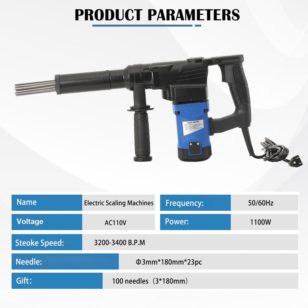 AC110V Electric Needle Scaler Needle Derusting Gun Marine Rust Removal Tool US