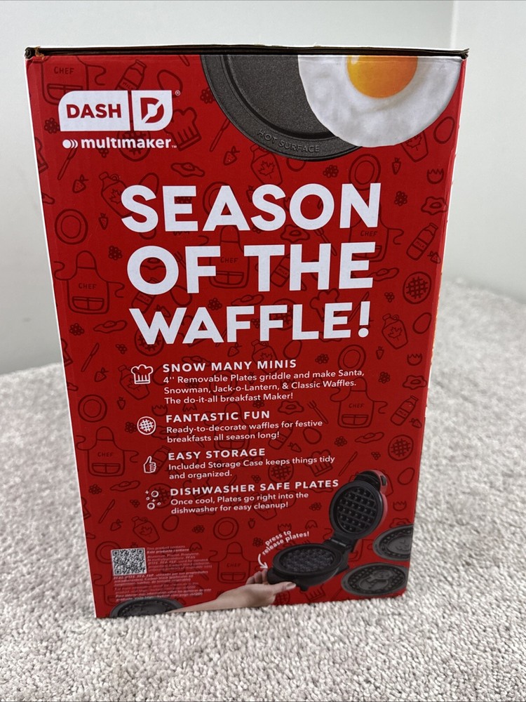 Dash Multi Plate Mini Waffle Maker 7 Removable Plates with Recipie Guide NEW