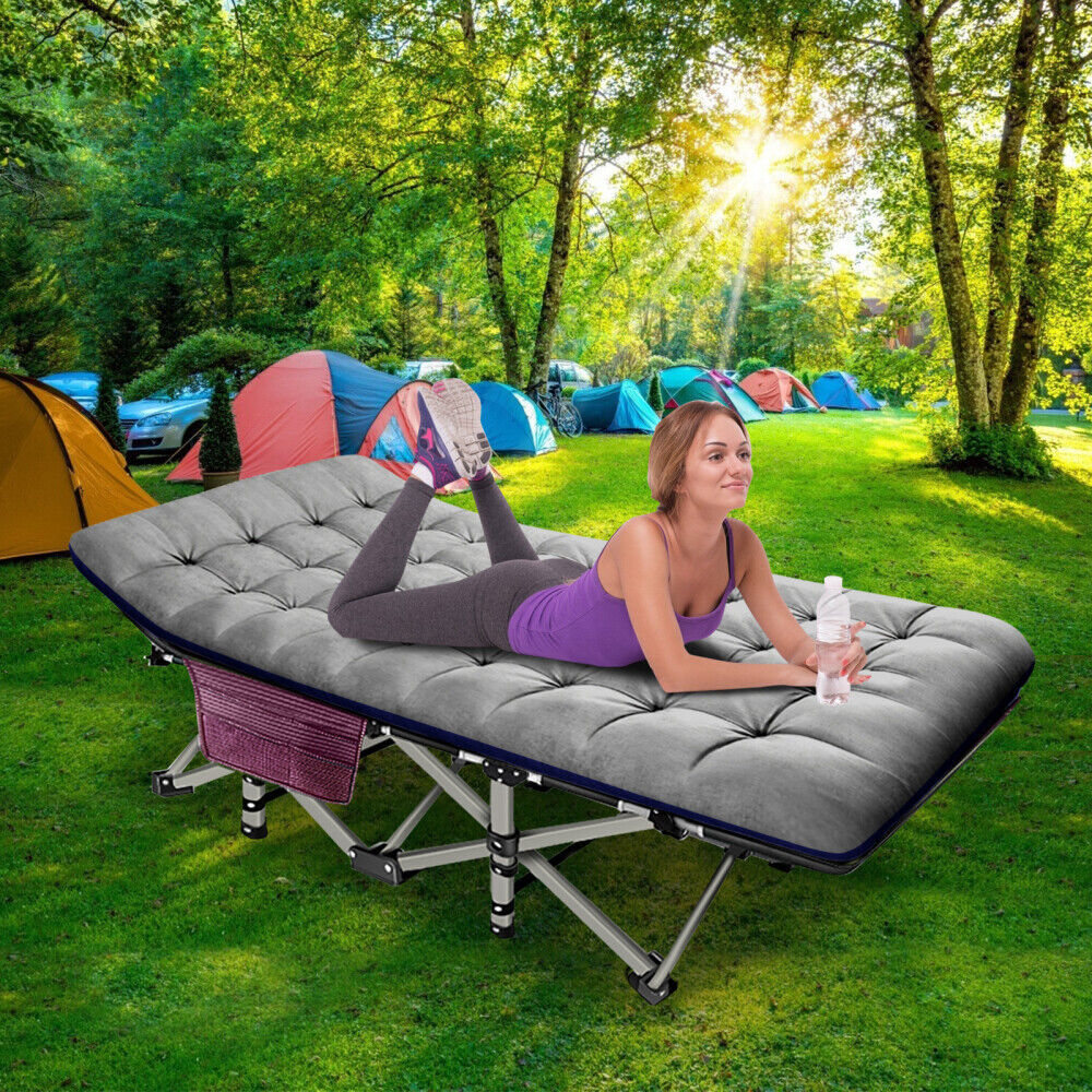 NAIZEA Folding Camping Cot Military Cots Sleeping Bed With Mattress & Carry Bag