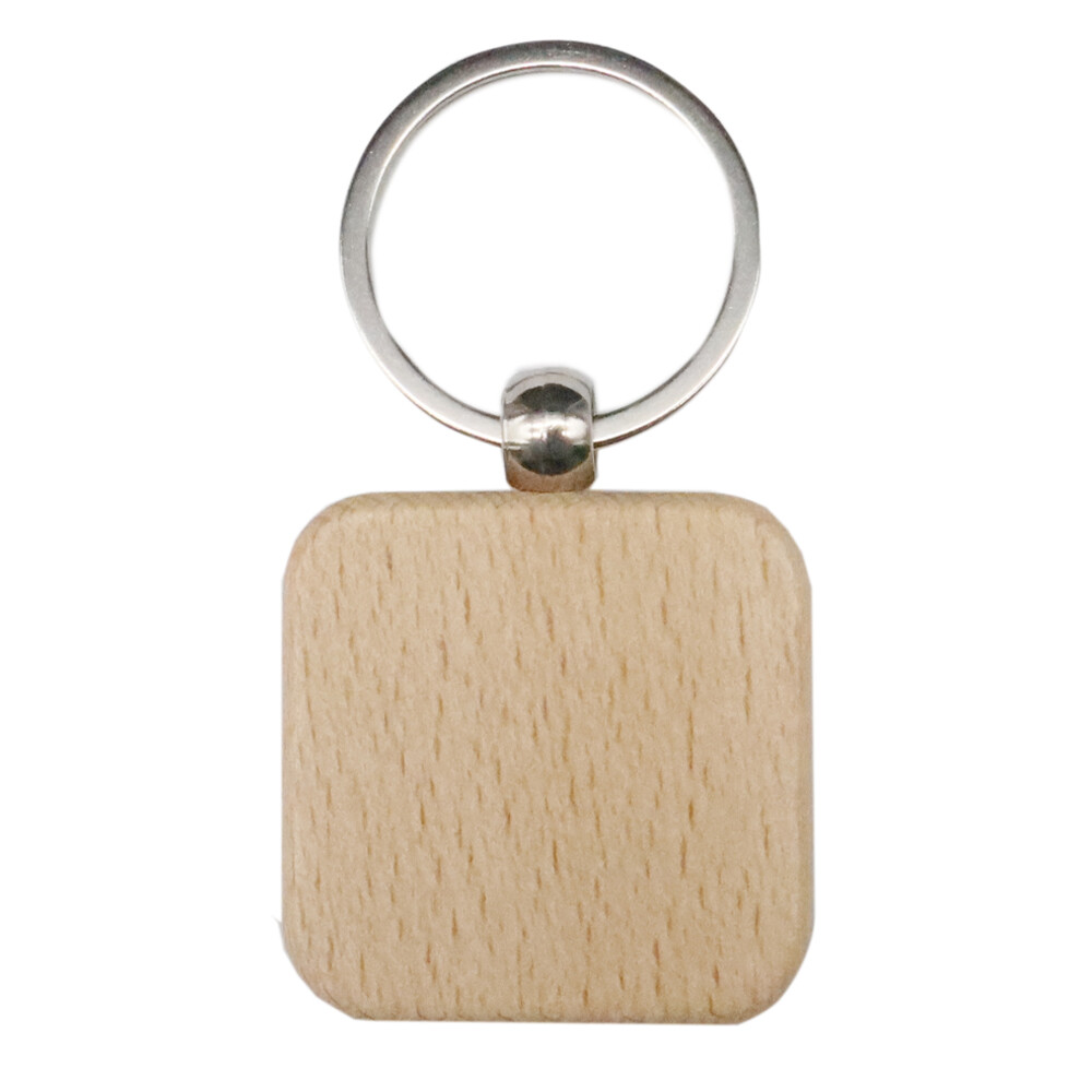 10 PACK Square Engraving Blank Wood Keychain Custom Key Tags Personalized Gift