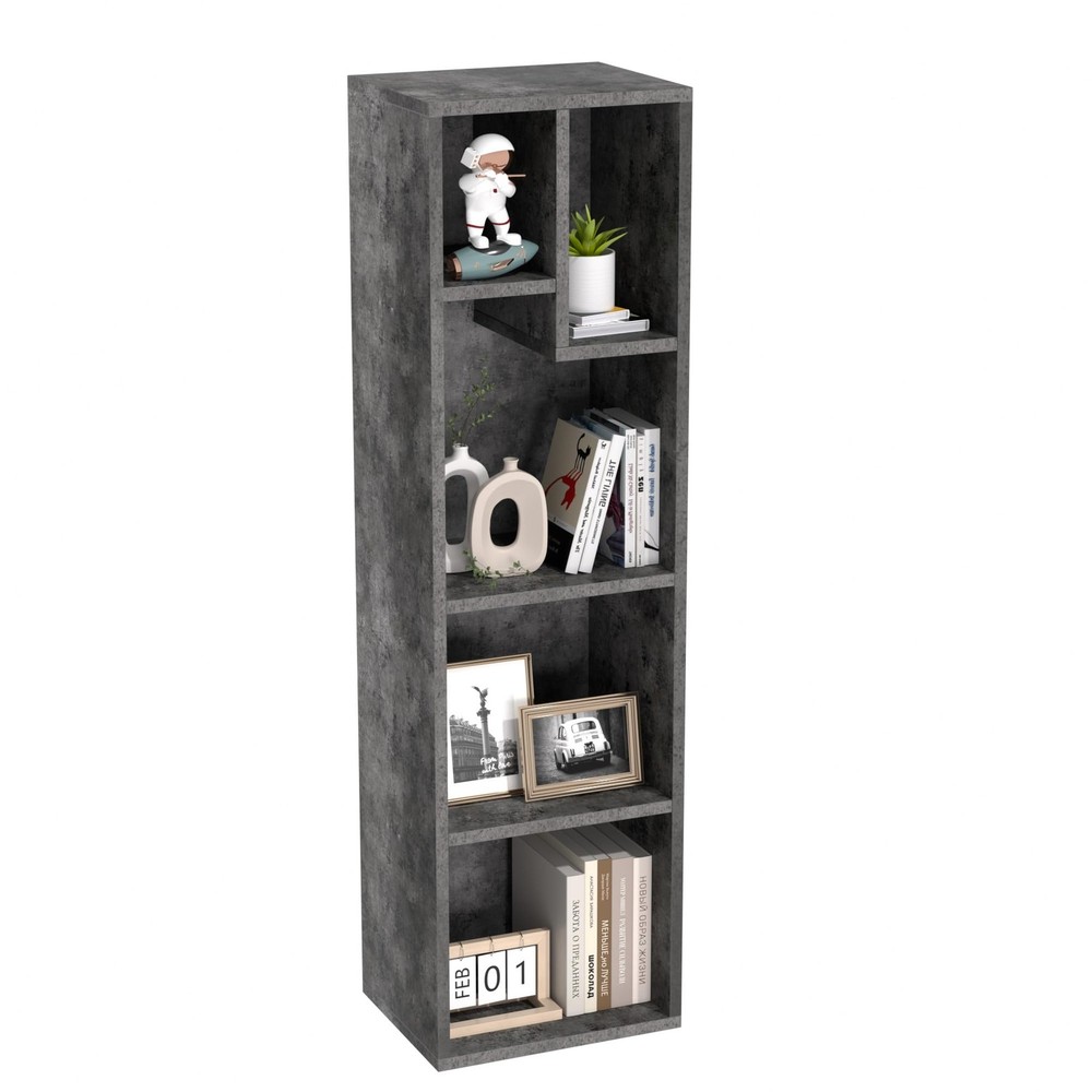 VECELO 4-Tier Bookcase, Modern Storage Cabinet with Height Difference Shelves fo