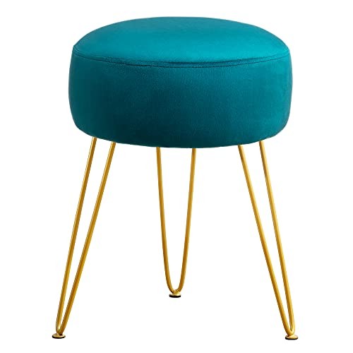Vanity Stool Vanity Stools for Makeup Room, Round Ottoman Foot Stool, Teal