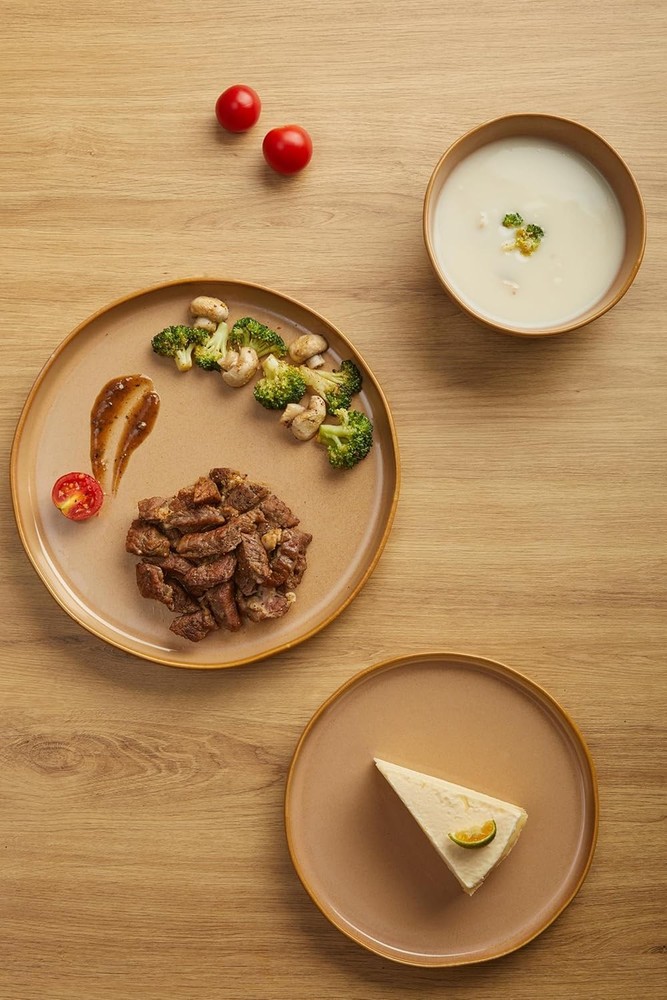 Ceramic Dinnerware Set 4 Reactive Glaze Plates & Bowls Sets Microwave
