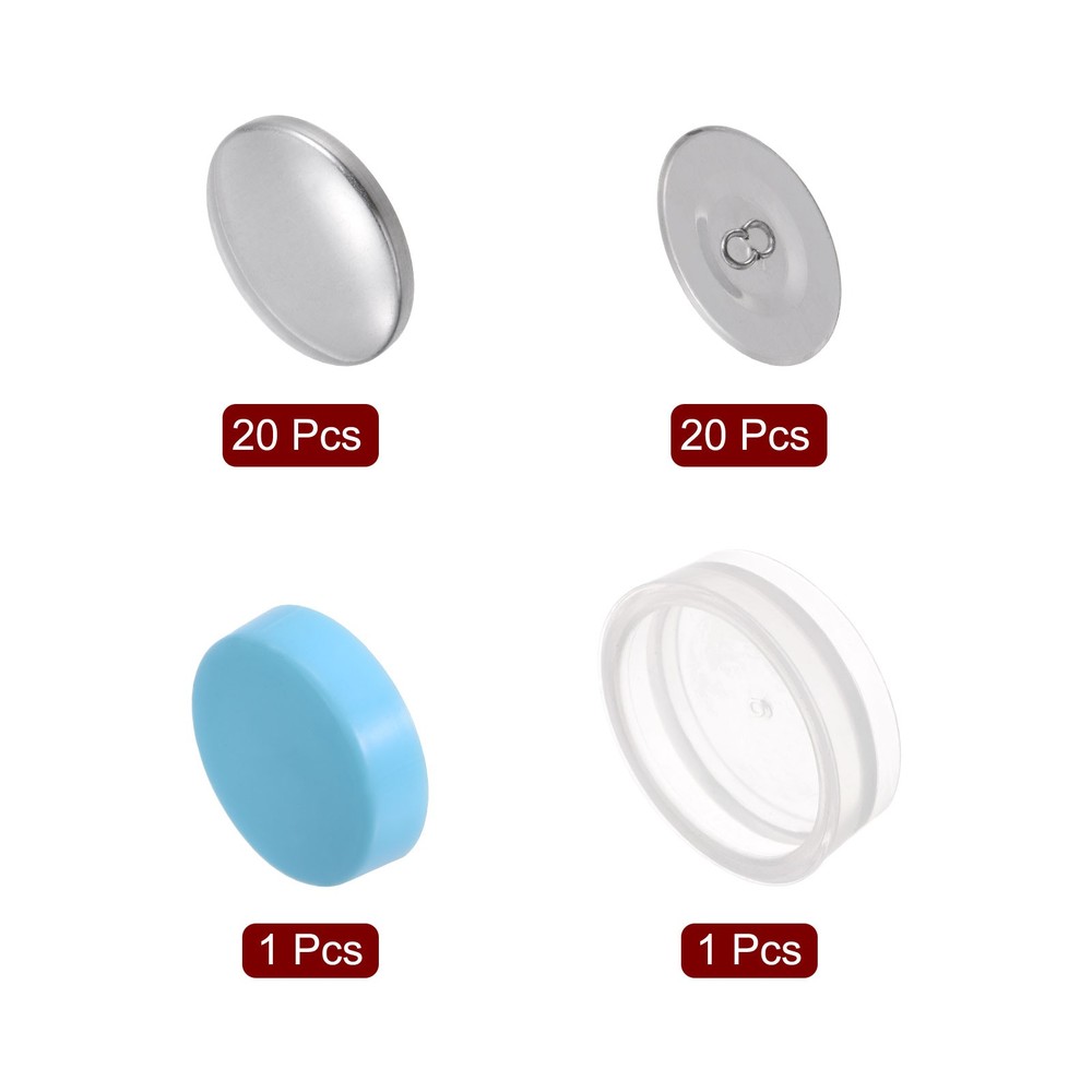 20 Sets Self Cover Button Kit 38mm Aluminum Button with Tools