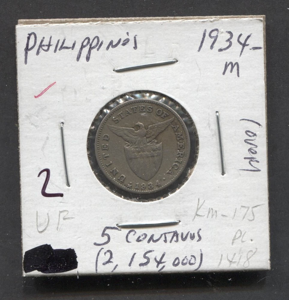 1934(M)- Philippines-VF- 5 Cents