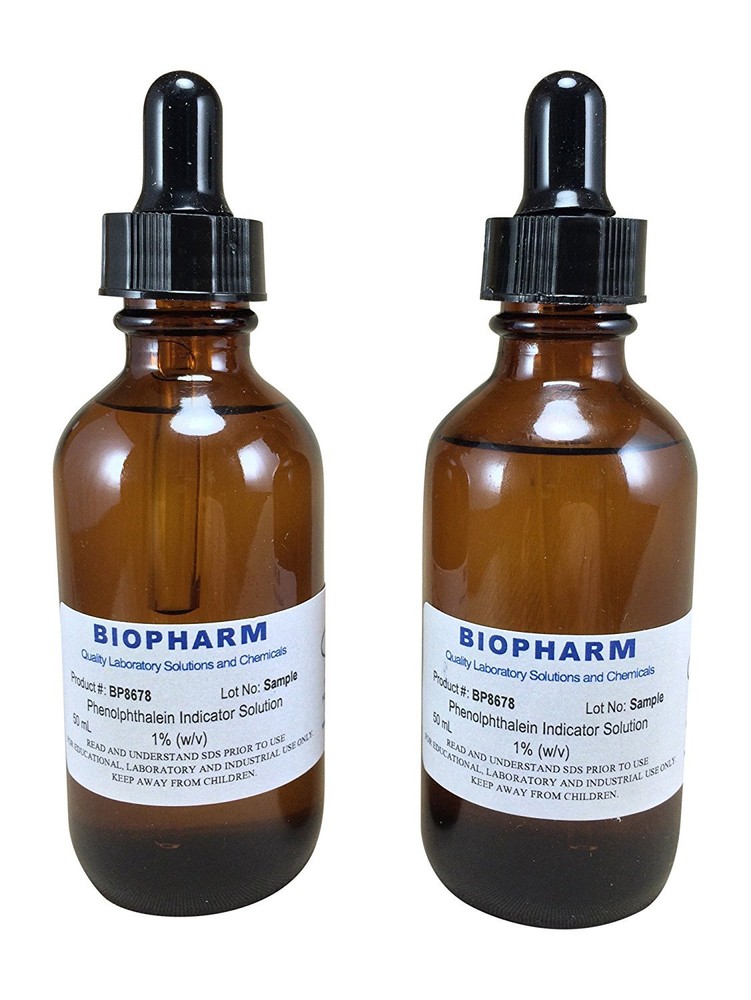 Phenolphthalein Indicator 1% Solution 2 Dropper Bottles (2 oz) each containing..
