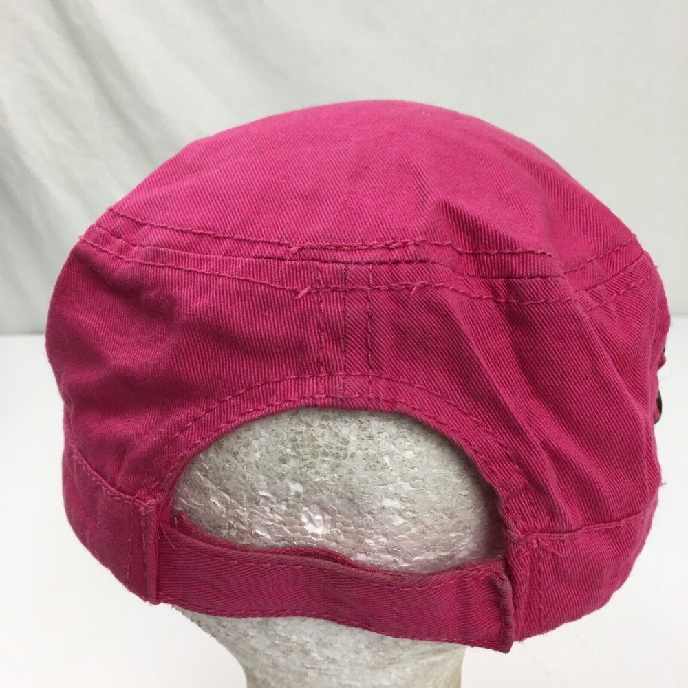 Pink with Buttons Women's Army Ball Cap Hat Adjustable
