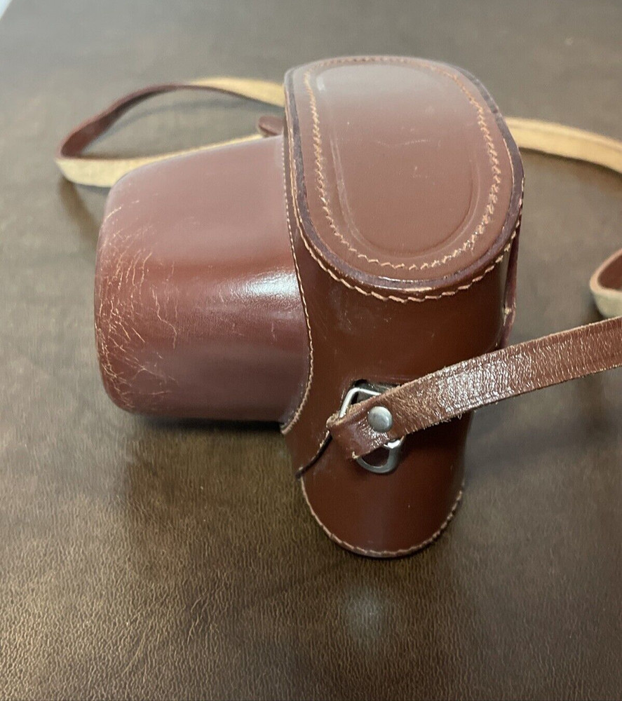 Ihagee Exakta Semi Hard Brown Leather Rough Ready Fitted Camera Case w/ Strap
