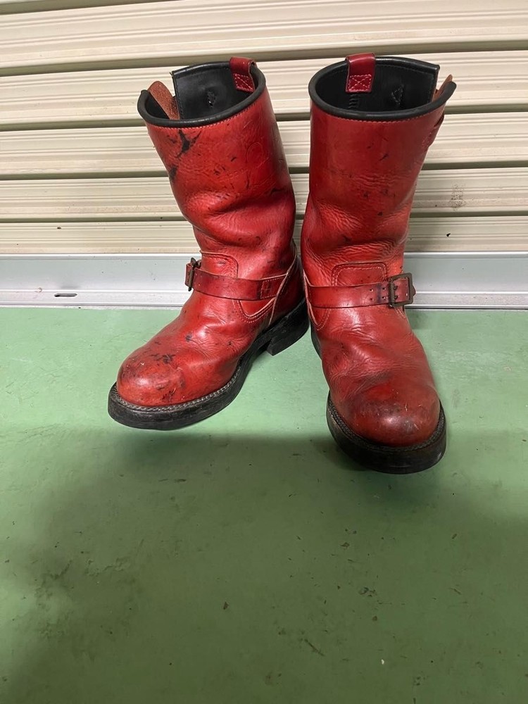 MADE in GM Japan Boots Leather Red Engineer Boots Size 8.5