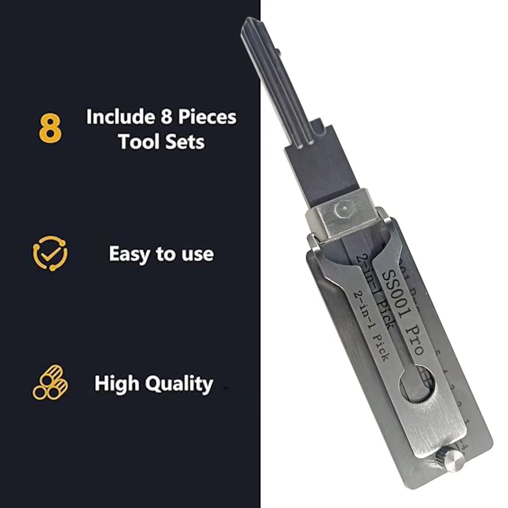 Stainless Steel Key Decoder 2 In 1 Precision Hook & Pick Set Lock Decoder SS001