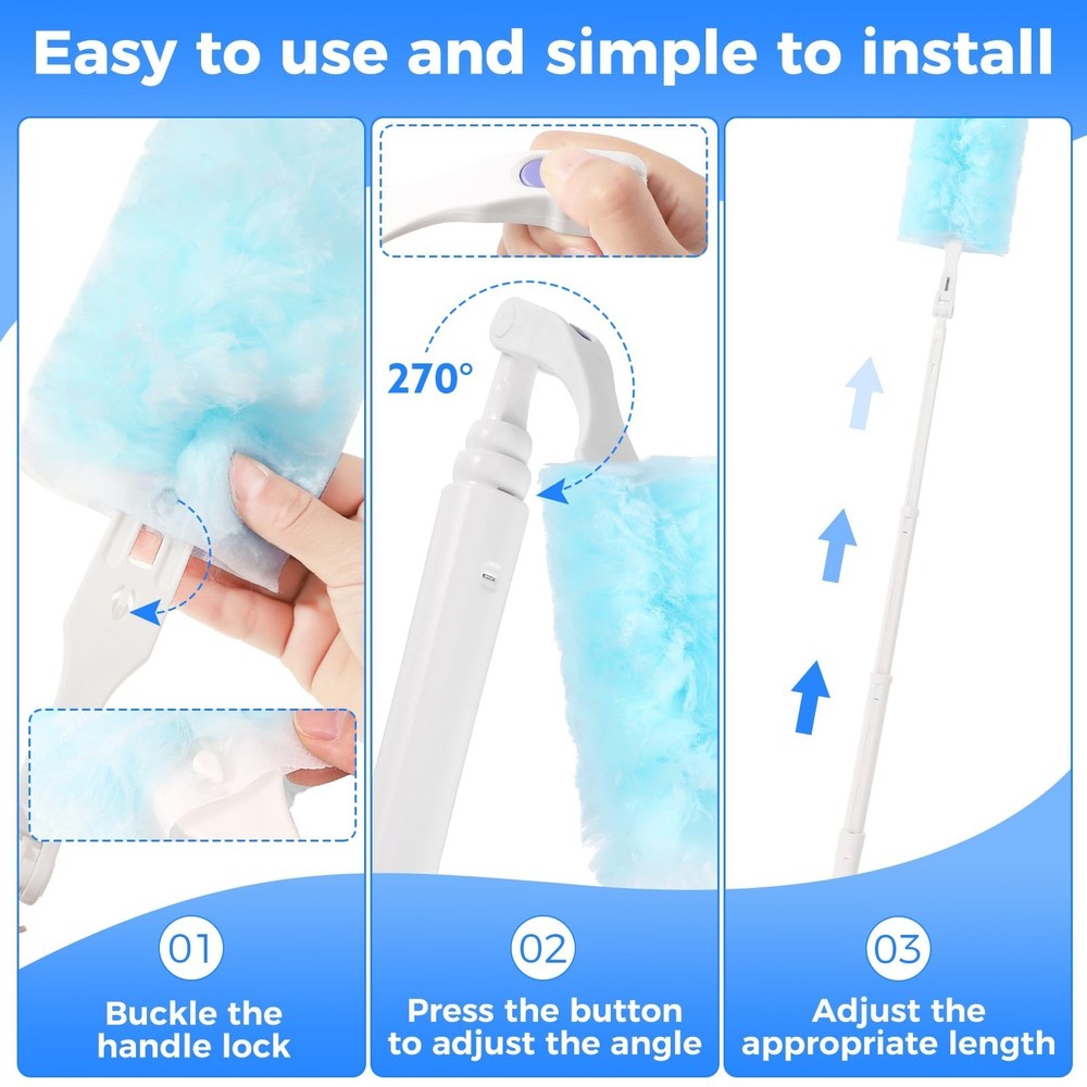 2 Replacement Handles Compatible with Swiffer Duster Refill, Long Extended Ha...