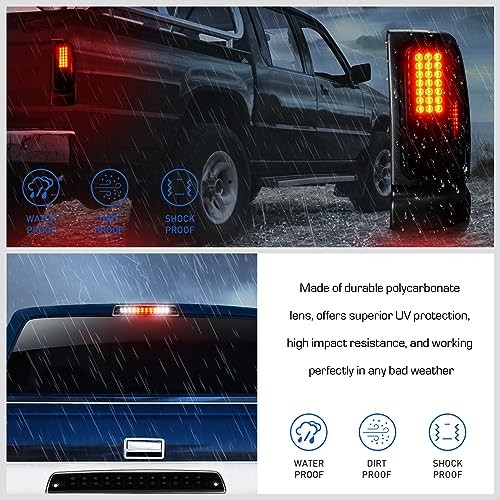 LED Tail Light + 3rd Brake Light Kit for Dodge Ram 1500 1994-2001, for Dodge