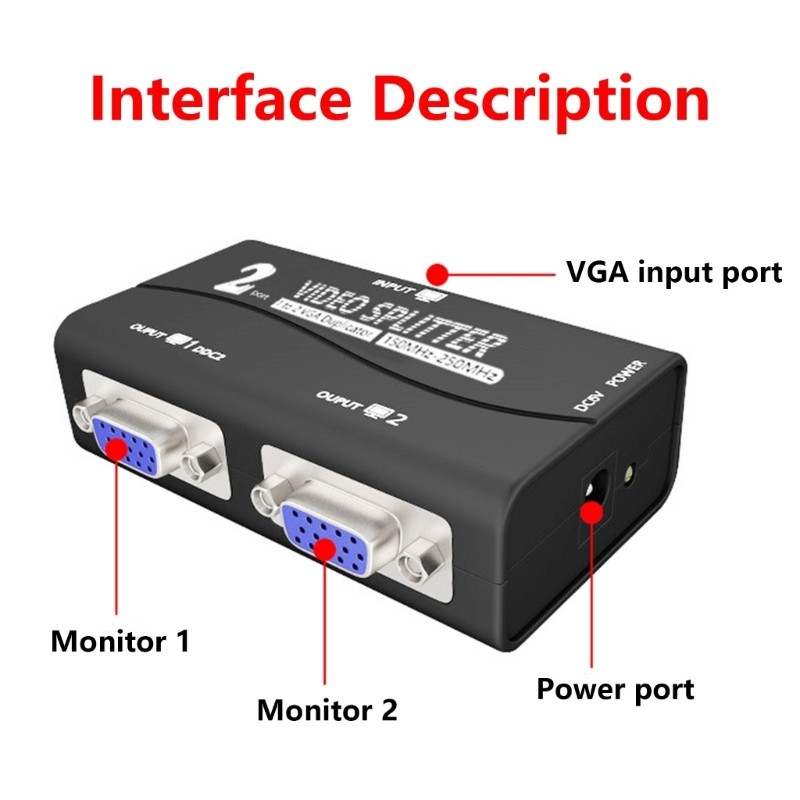 High Resolution VGA Splitter Amplifier Box For Double Monitors Projectors
