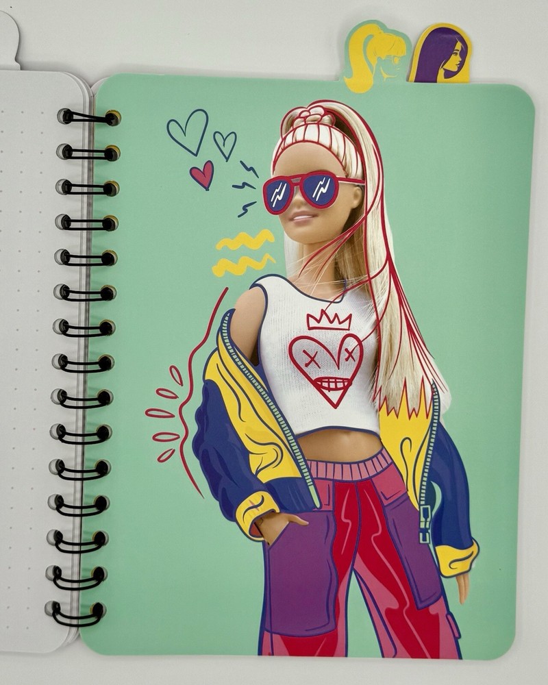 Barbie Journal BUNDLE with Star Highlighters 4 tabs/sections 9"X6" Notebook NEW