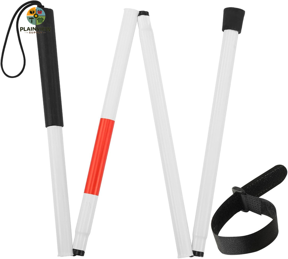 Folding Blind Cane Reflective Red Folding Walking Stick for Vision Impaired and