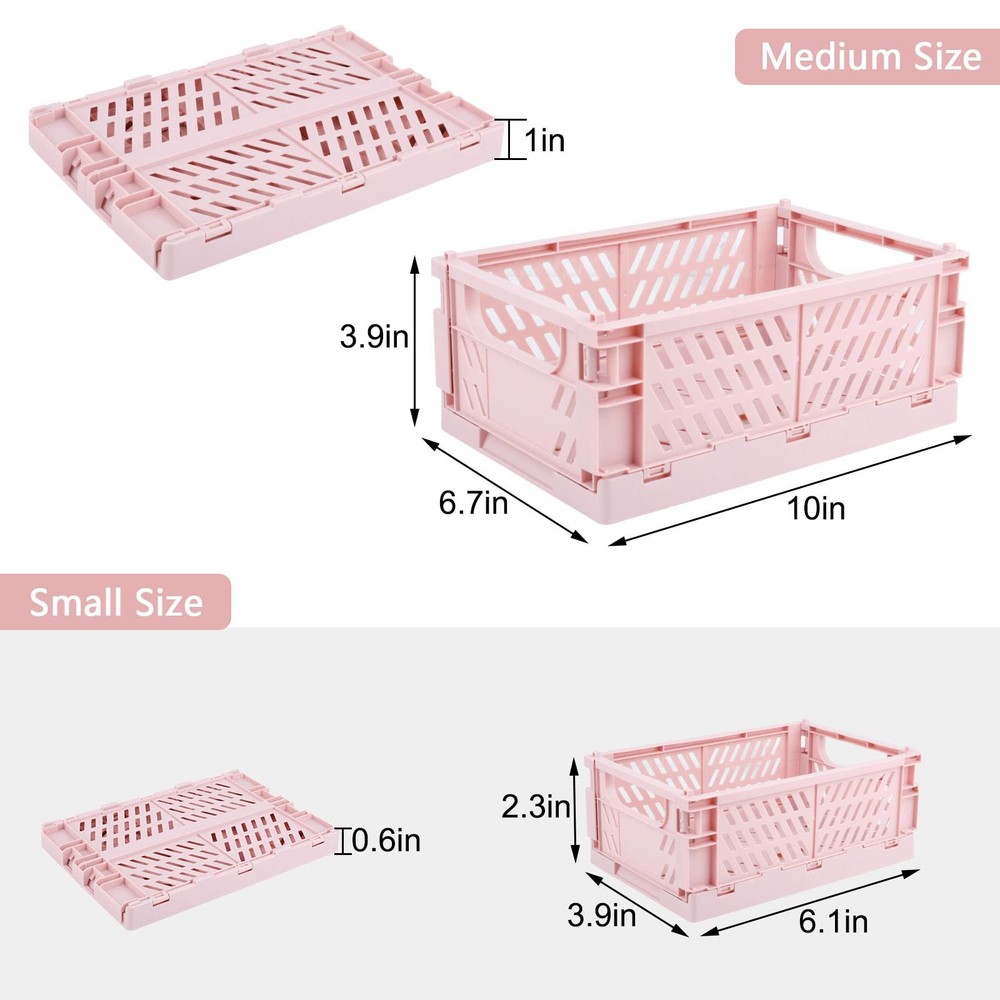 Plastic Baskets for Desk Organizing, Drawer Organizer, 2 Medium+2 Small Durab...