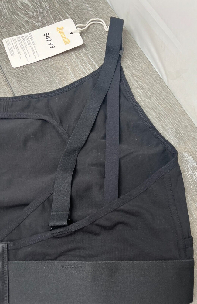 Lupantte Adjustable Strap Nursing Bra, Black Size XL