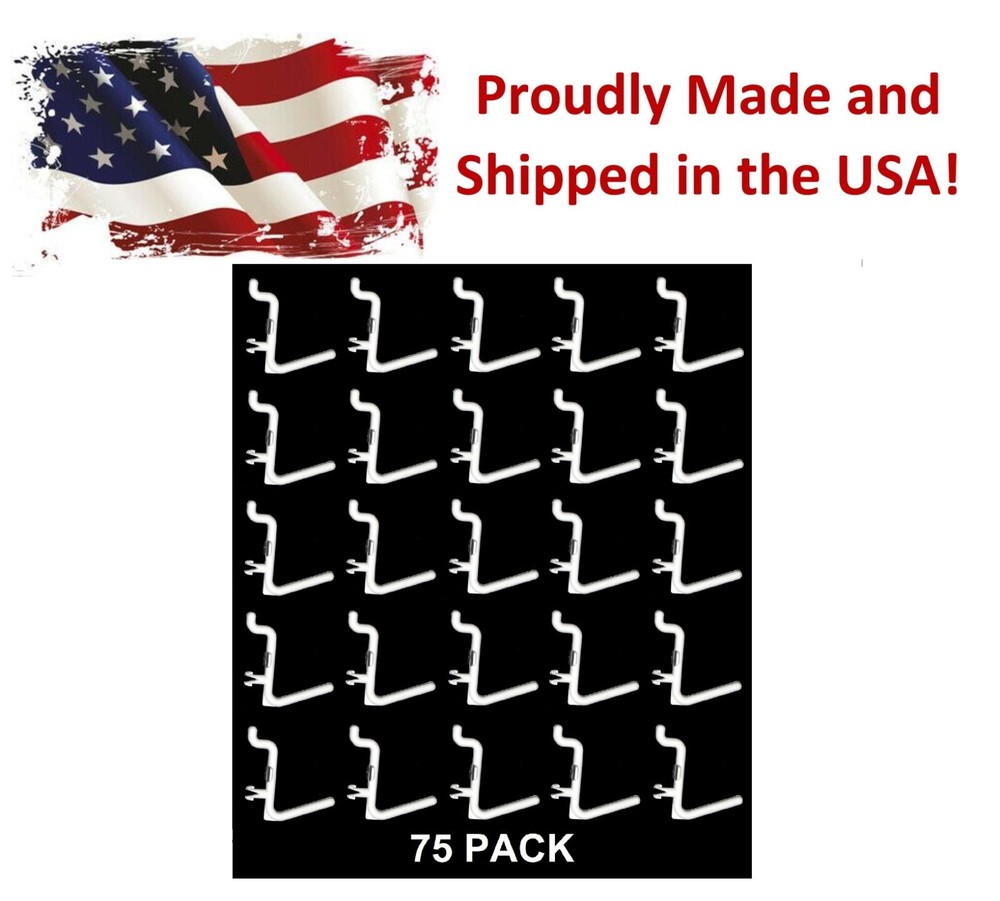 Plastic White L Style Pegboard Hook Kit Tool - 50 Pack - PEGBOARD NOT INCLUDED