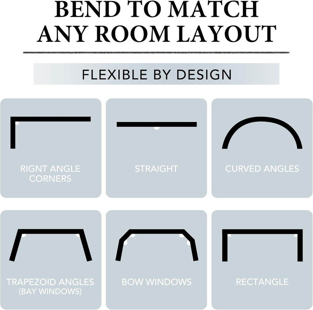 Room Divider Curtains with Flexible Ceiling Track Wall Mount&Ceiling Mount, Blac