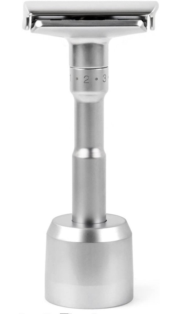 TWIST Adjustable Safety Razor Siver With Base Stand +5 Blades