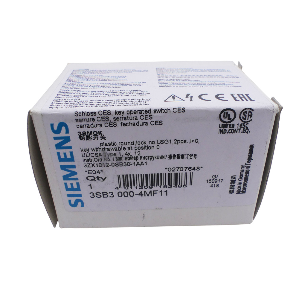 SIEMENS 3SB3000-4MF11 KEY SWITCH E:04 -unused-