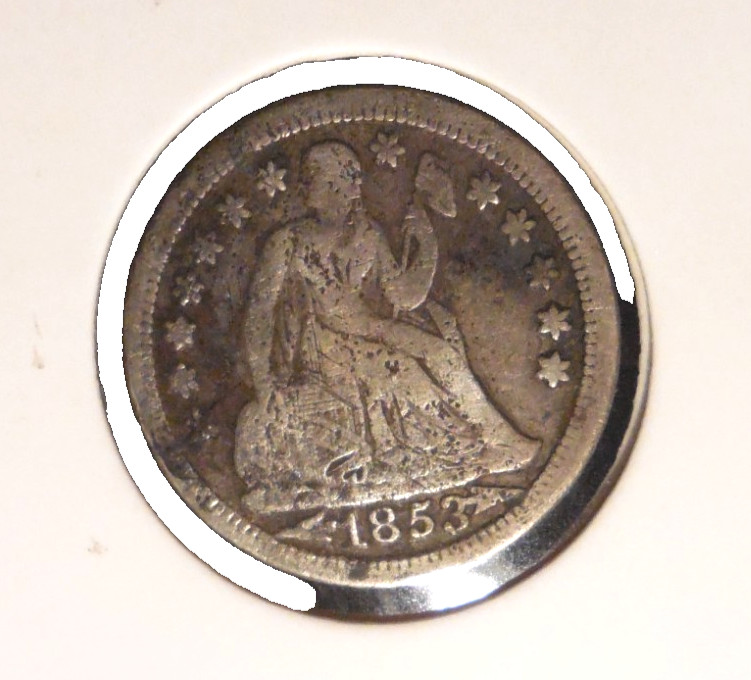 1853 Seated Liberty dime   constitutional silver
