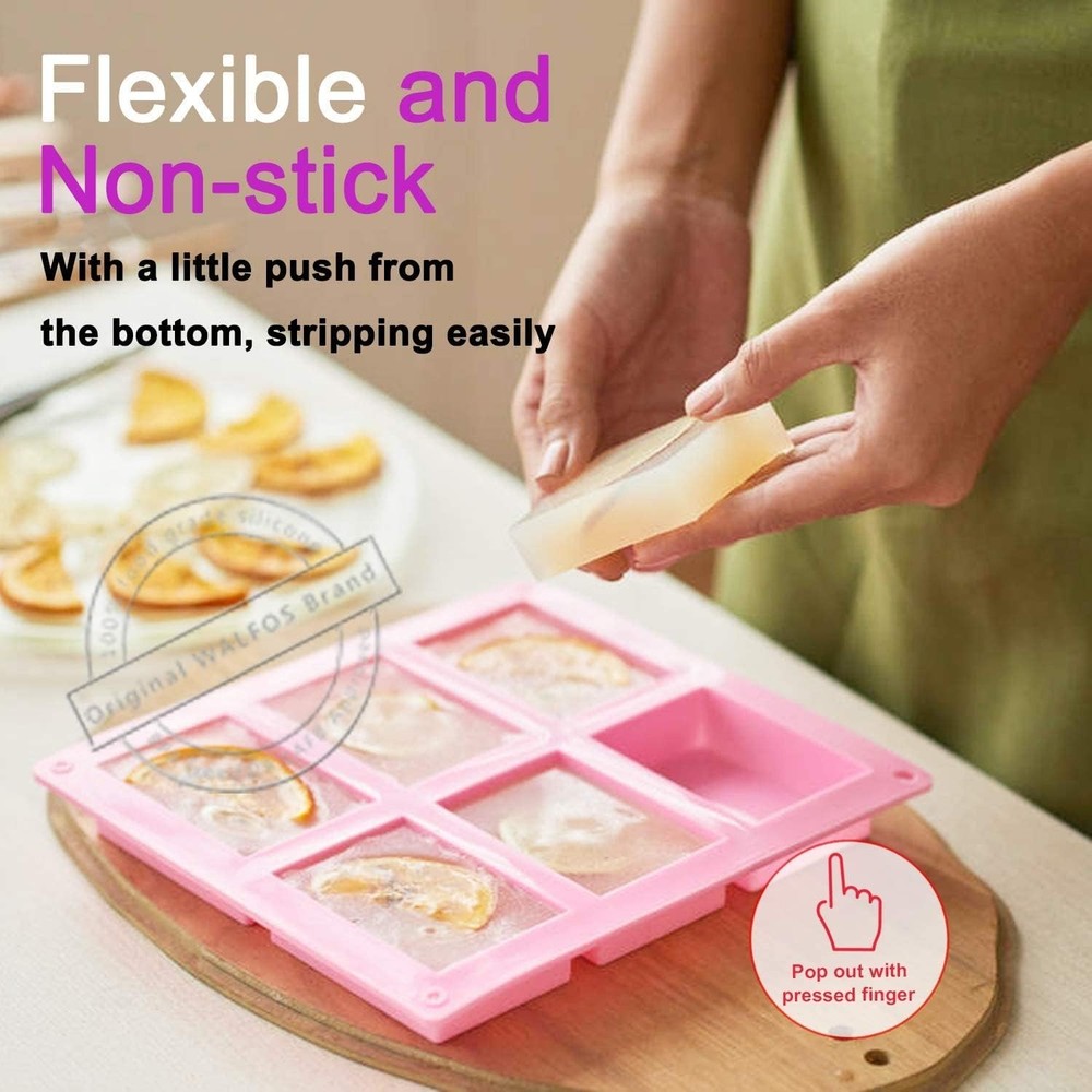 3 Pack Silicone Rectangle Soap Molds with 6 Cavities for Baking Soap Making