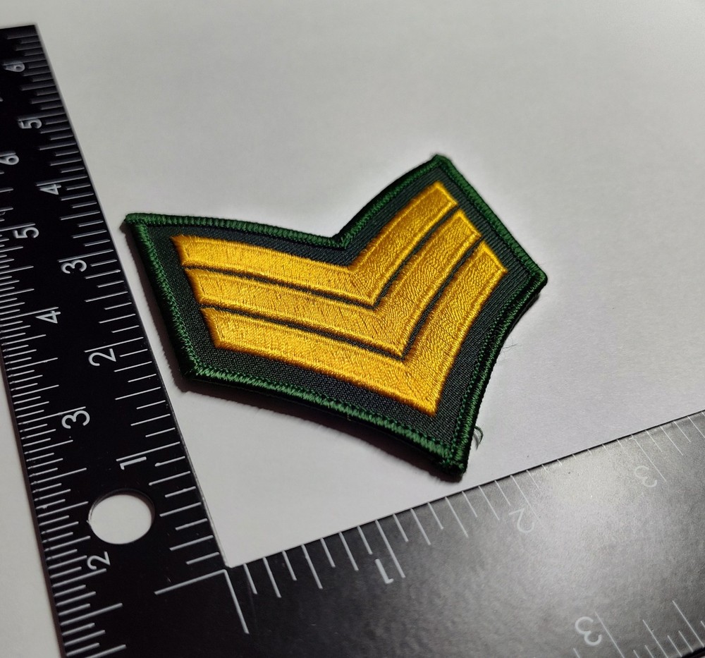 Vietnam Era US Army Sergeant Green Stripes Patch High Quality Hook Loop