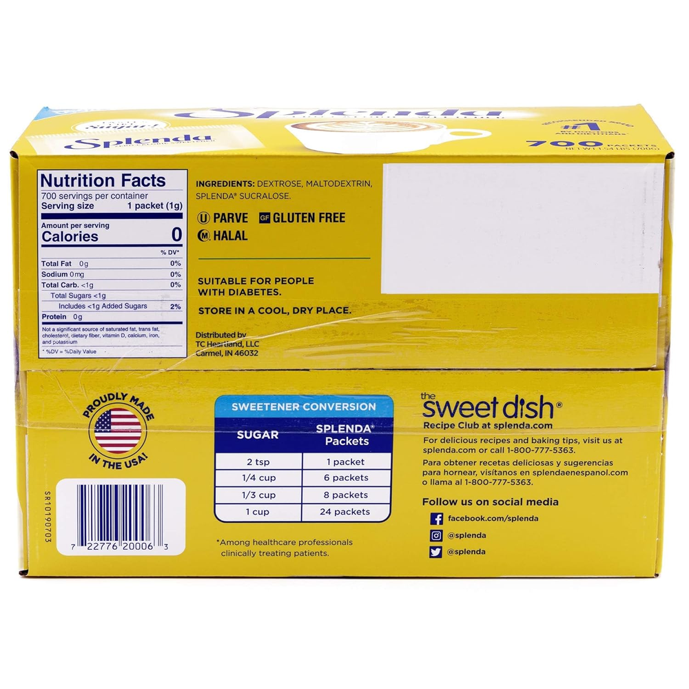 Splenda Zero Calorie Sweetener, 700 Count Packets