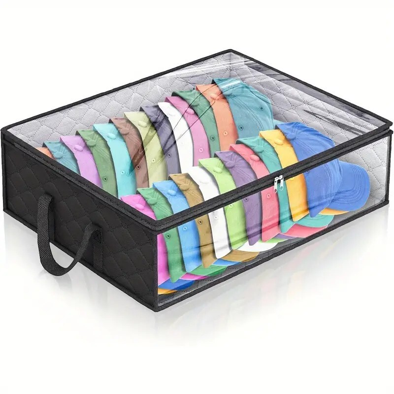 2PC Foldable Hat Organizer Bags – Large Capacity, Hanging Closet Storage
