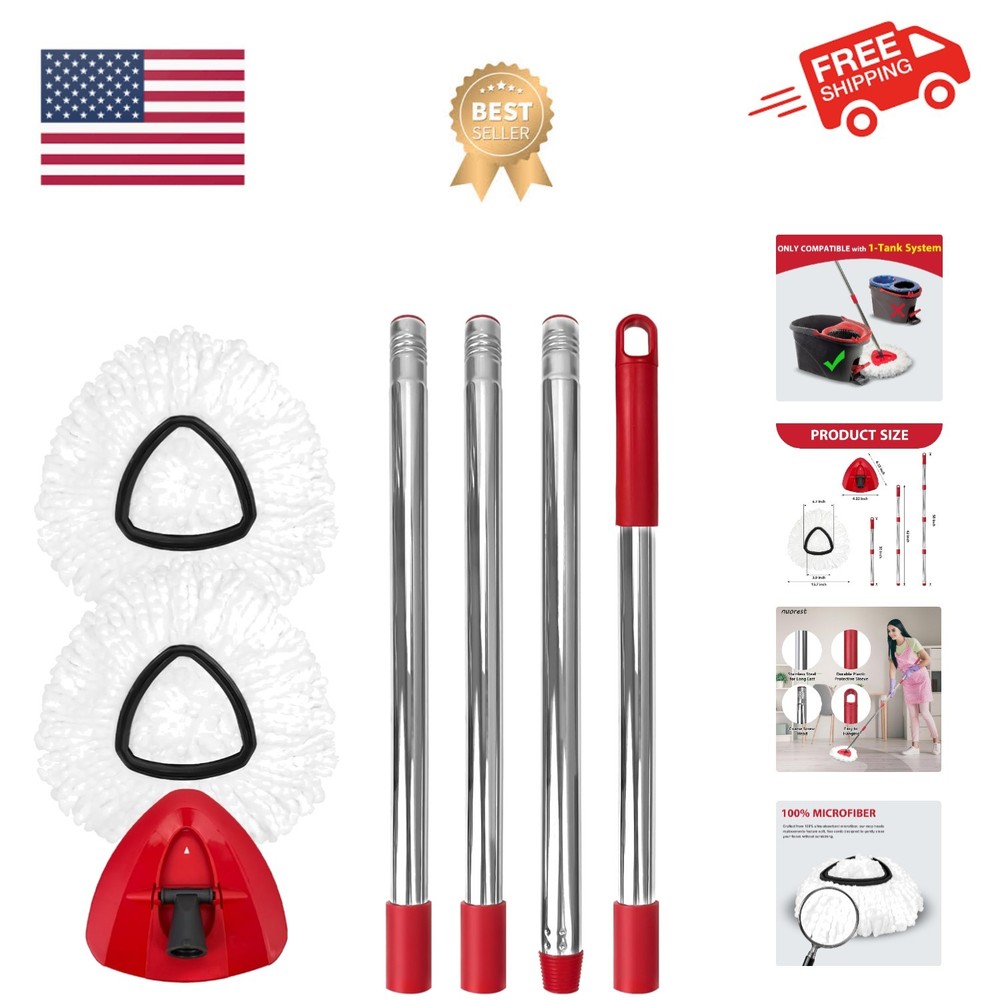 Spin Mop Replacement Set for O-Ceda EasyWring 1-Tank System, Includes 2 Mop H...