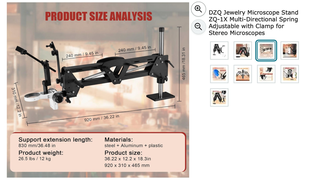 Microscope Stand - Multi Directional - Adjustable Spring Arm