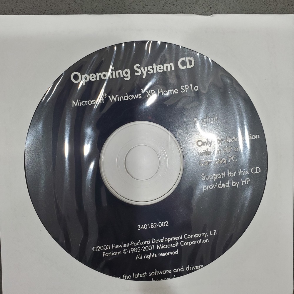 2003 HP Operating System CD Microsoft Windows XP Home SP1a