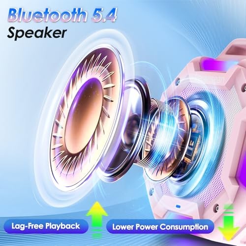 Bluetooth Shower Speaker, Speakers Bluetooth Wireless, IPX7 Waterproof Pink