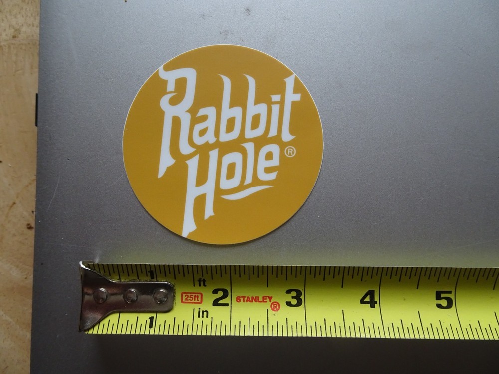 Rabbit Hole Kentucky Bourbon Bumper Sticker round mustard logo
