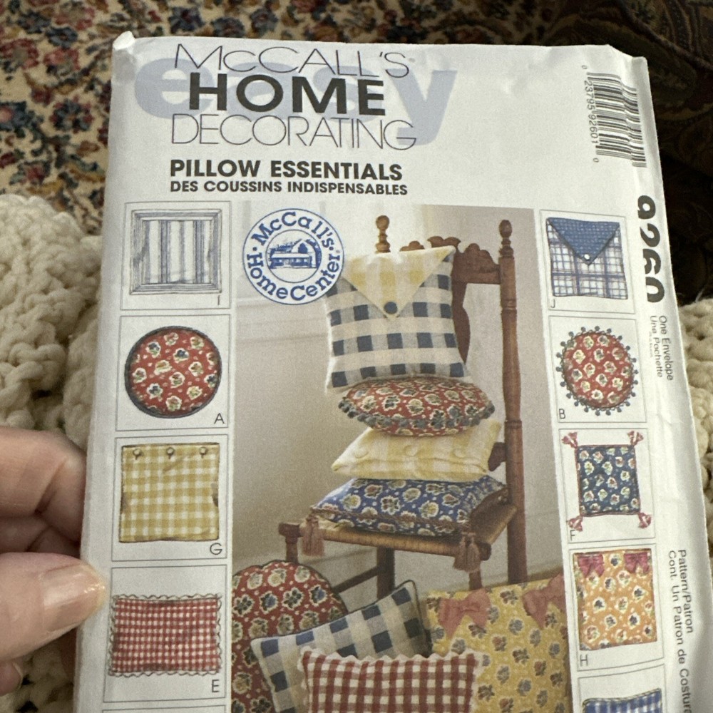 McCall’s Pattern 9260 Pillows Home Decorating Country Grannycore UC