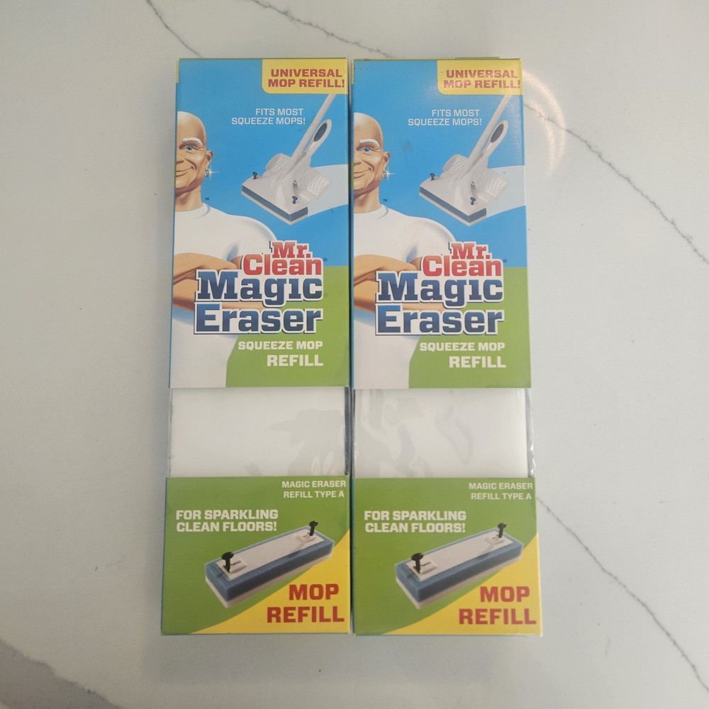 2 Mr. Clean Magic Eraser Universal Mop Refills Type A Fits Most Squeeze Mops NEW