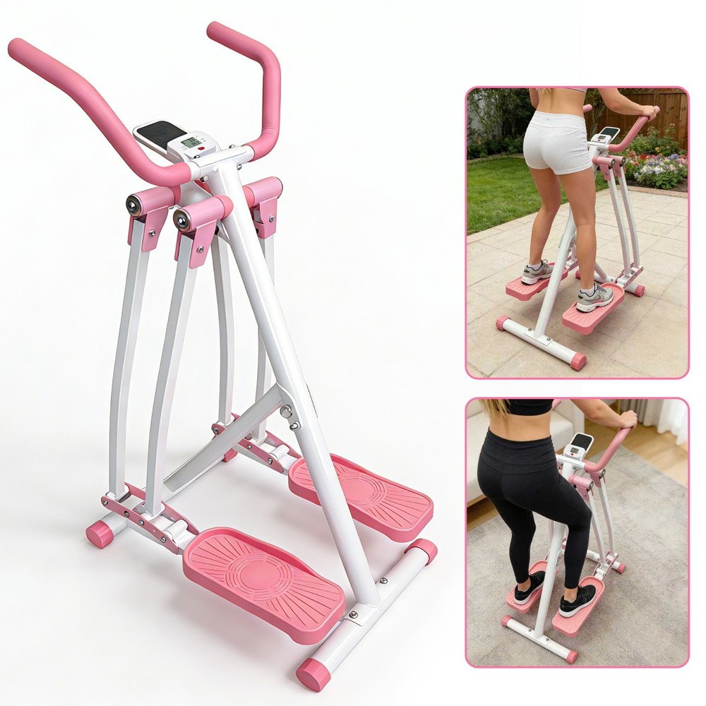 Foldable Air Walk Elliptical - Low-Impact Cardio Machine with LCD Display