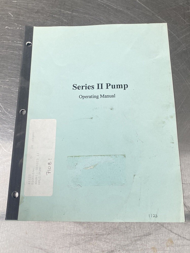 BioClean Series II Pump HPLC - Users Manual / Instructions Book