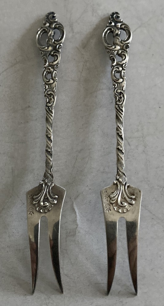 Pair Norway Marcus Asse 830s Silver ornate Lemon Picks