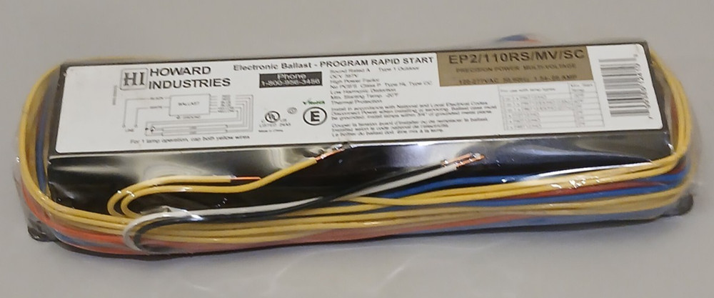 HOWARD INDUSTRIES ELECTRONIC BALLAST PROGRAM RAPID START EP2/110RS/MN/SC