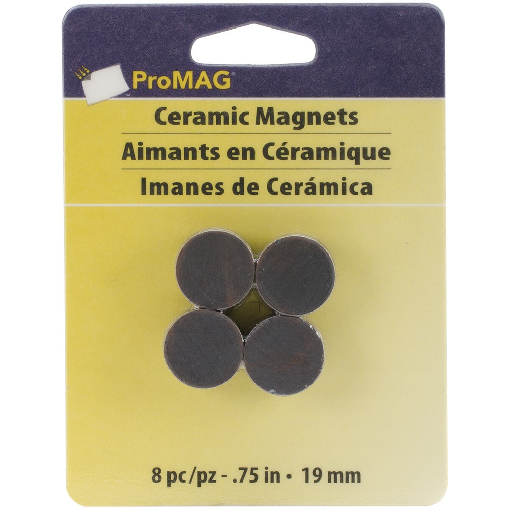 ProMag Round Ceramic Magnets .75" 8/Pkg